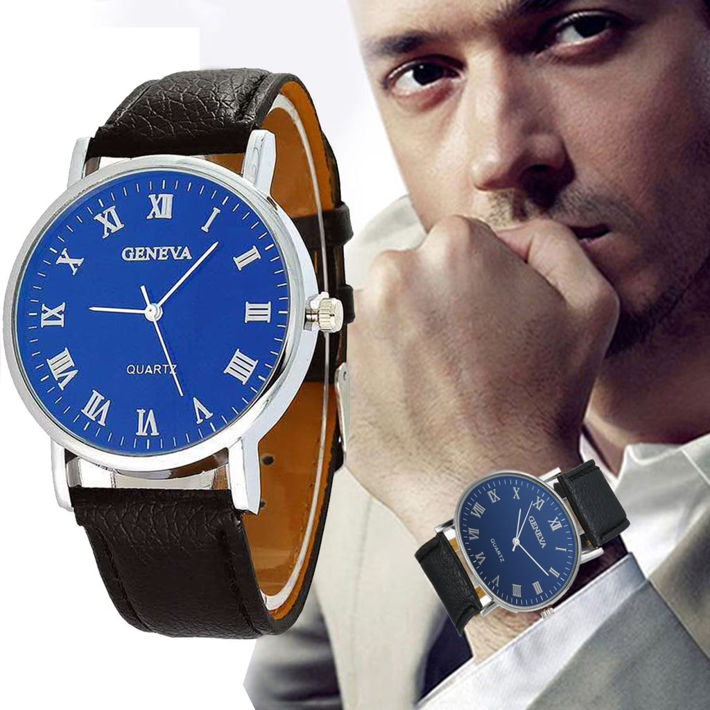 Ausyst Men'S Watch Fashion Luxury Faux Leather Mens Quartz Analog Watches Gift for Men 50% off Clear!