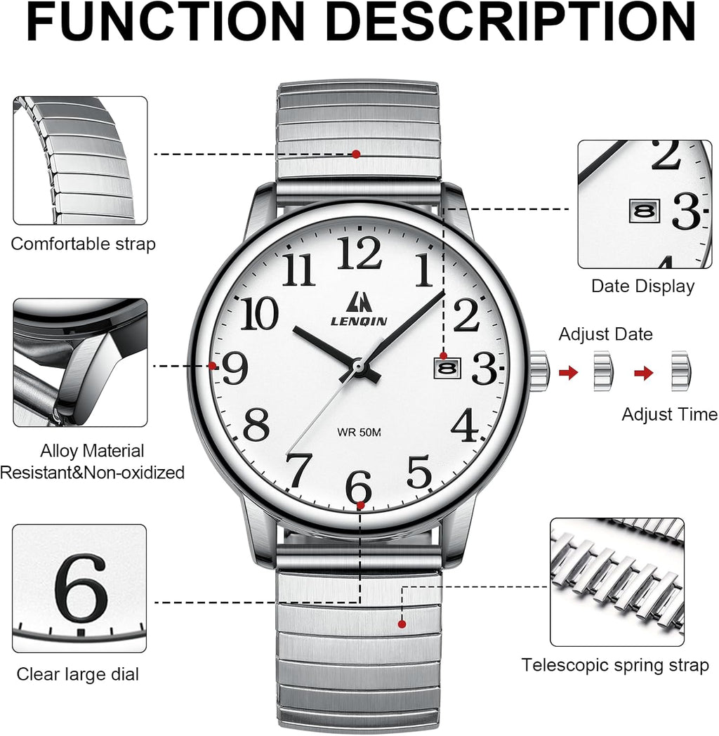 Mens Watches Easy Read Analog Quartz Waterproof Watch for Men